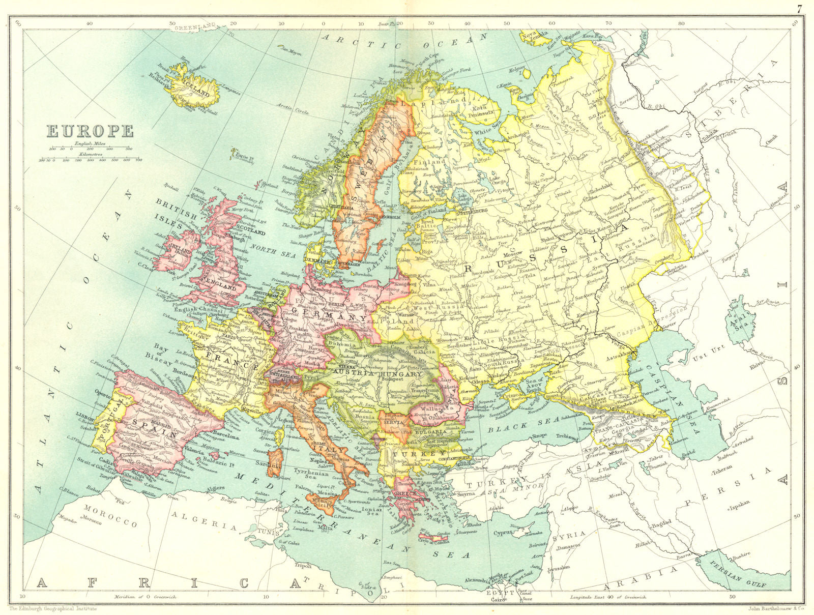 EUROPE. Pre-WW1 shows Austria-Hungary Turkey Servia Trans-Caucasia 1909 map